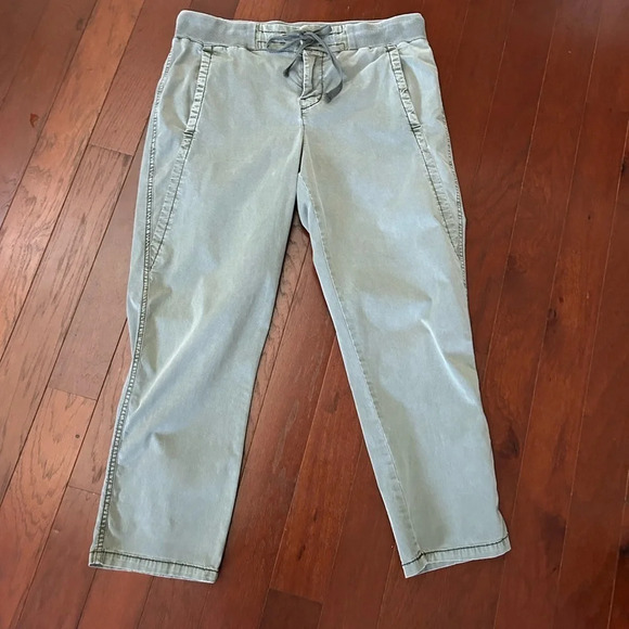 Maurices Womens Chino Pull-on Pants Green Mid Rise Drawstring Pockets size 9/10 - Picture 2 of 8